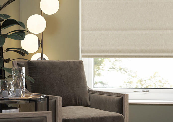 Genoa Faux Silk (Blackout), Cream Shimmer - Motorised Roman Blind - Image 5